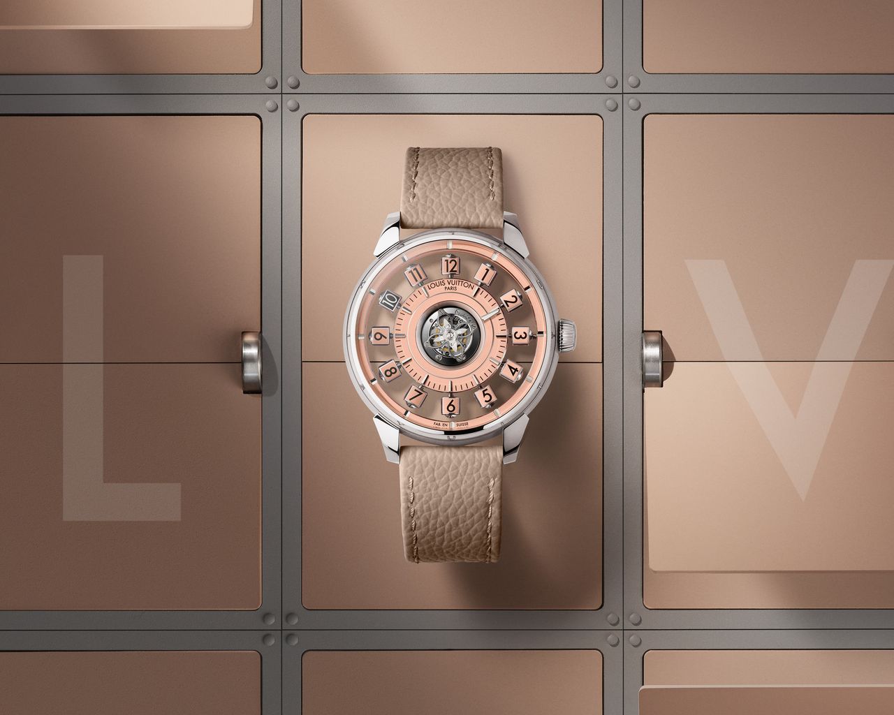 Louis Vuitton Tambour Spin Time Air Flying Tourbillon Salmon