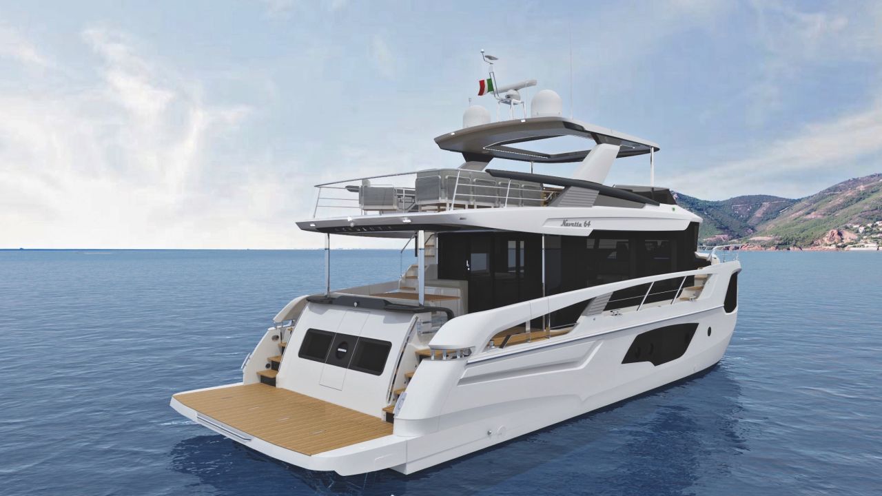 Die Absolute 64 Navetta von außen betrachtet. Absolute 64 Navetta