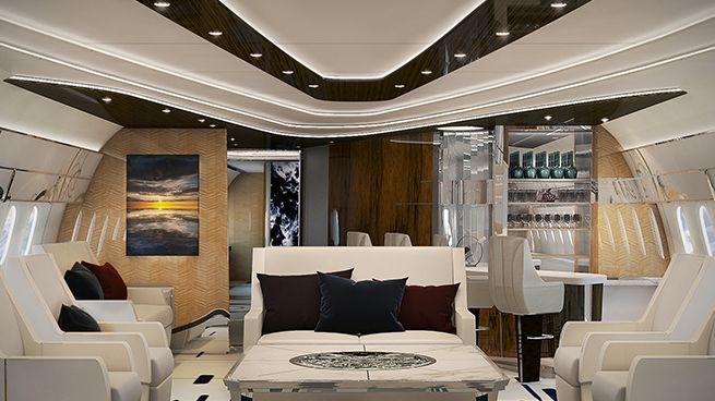 Privatjet mit luxuriöser VIP-Lounge Privatjet VIP Lounge